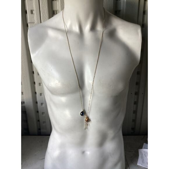 Kendra Scott Kiri Gold Necklace In black iridescent tear drop - Picture 2 of 3